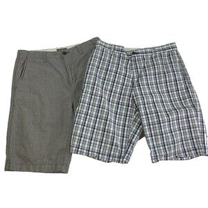 Eddie Bauer And Dockers Shorts Blue Plaid Black Houndstooth Mens Size 32